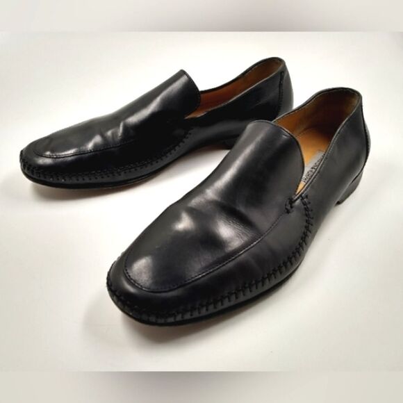 Johnson & Murphy Black Leather Loafers Shoes size 11 - Picture 1 of 16